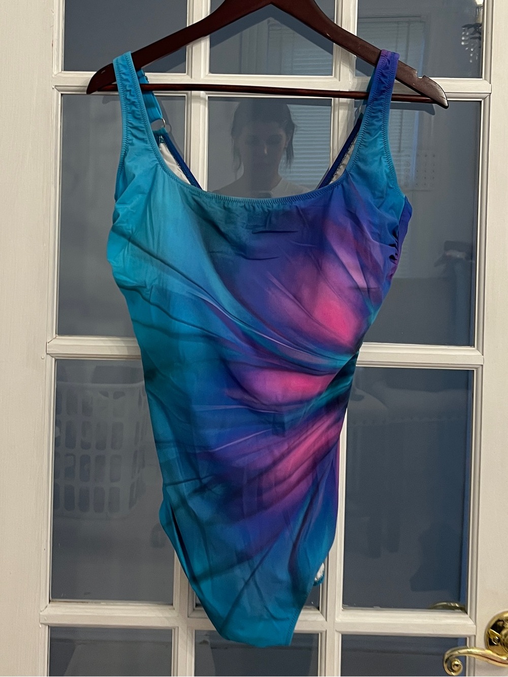 GOTTEX Women’s Blue Purple Pink Abstract One Piece Swimsuit Size 18
